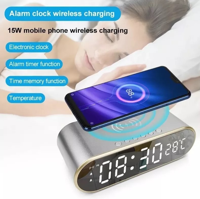 Reloj Digital Despertador Con Cargador Inalambrico Wireless